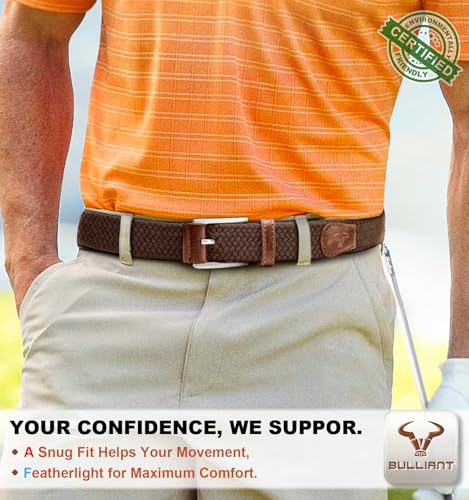 Image of BULLIANT Men's Woven Braided Stretch Web Golf Belt 1 3 /8 inch-Gift Boxed