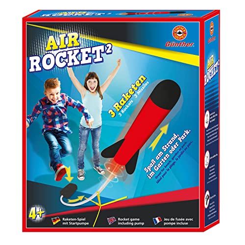 Paul Günther 1556 - Air Rocket² Raketen Spiel mit Startpumpe und 3 Schaumstoffraketen für Kinder ab 4 Jahren, Spaß am Strand, im Garten oder im Park, NEU