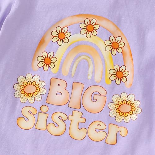Image of Little Girl Shirts Big Sister Tee Shirt Top Summer Short Sleeve Clothes 2-7 Years
