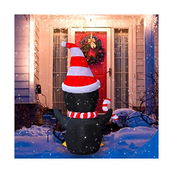 SEASONBLOW - Pingouin de Noël gonflable avec écharpe et bonbons - Décoration pour jardin, jardin, maison, fête, intérieur ou extérieur, décoration de Noël 51yKZGo2kTL. SS600
