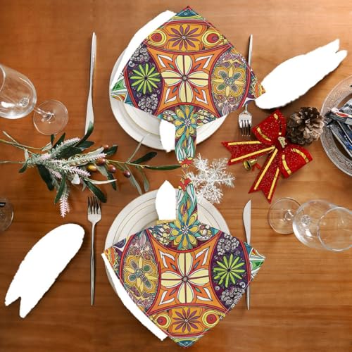 Servilletas de Tela Cuadradas Qilmy Boho Mandala Pack 6 miniatura 4