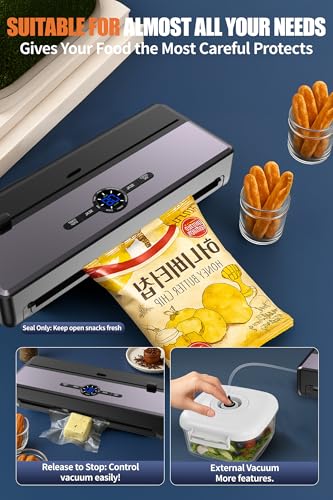 Image of Vacuum Sealer Machine for Food with 10PCS &1 Roll Reusable Vacuum Bags | One-Touch Automatic | Seal in 10-20 Seconds | Dry, Moist, Wet, and Cold Modes Portable Food Sealer