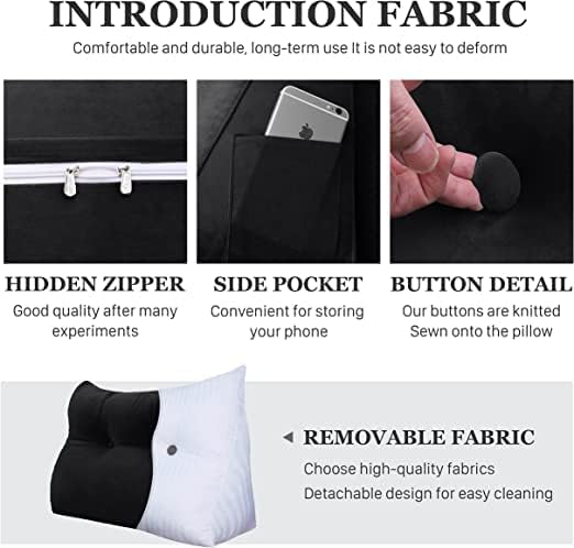 Miniatura 7 de Almohada de cabecera de cuña para dormitorio, almohada de lectura para la espalda, soporte para sentarse en la cama, cojín lumbar, posicionamiento