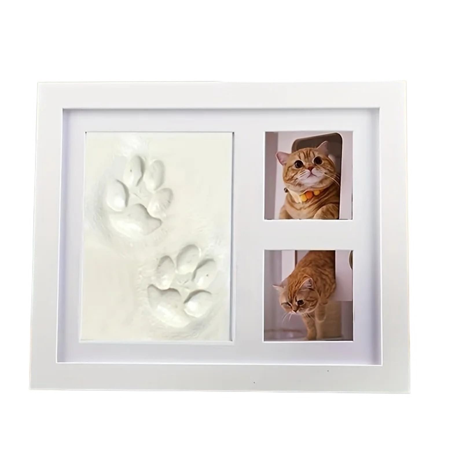 Pet Pawprint Keepsake Kit Picture Frame Wooden Photo Dog Or Cat Clay Mold For Paw Print(Color2)