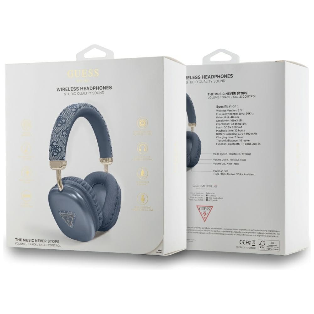 Auriculares sobre la oreja CG Mobile Guess Bluetooth 4G Triangle Logo (Azul)