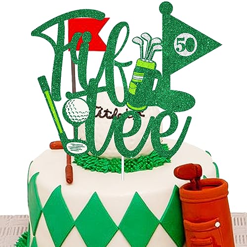 Fiftee Golf Cake Topper - Happy 50Th Birthday Cake Topper - Golf Ball Player Cake Decorations For Sports Themed Happy Retirement Man Golfer Fans Party Decoration Supplies