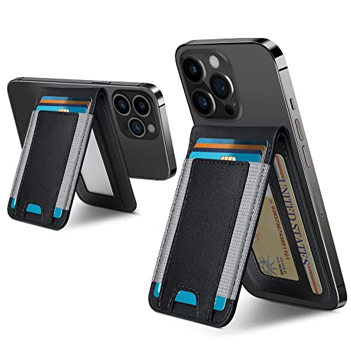 2-In-1 Magsafe Wallet, Up-Grade With Iphone Wallet And Adjustable Stand, Open Id Window, Magnetic Wallet For Iphone 14 Pro Max/14 Pro/14/14 Plus/13/12 Series, 9 Cards Holder, Vegan Leather, Black #TOP1