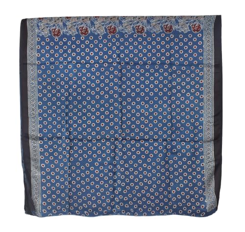 Image of Ethnics of Kutch Womenss Ajrakh Modal Silk Natural Dye Hand Block Print Saree with Blouse Piece - 5.5 Mtr Length