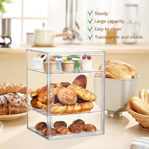 Vitrina de pastelería acrílica de 4 niveles para panadería y mostrador de cocina 7