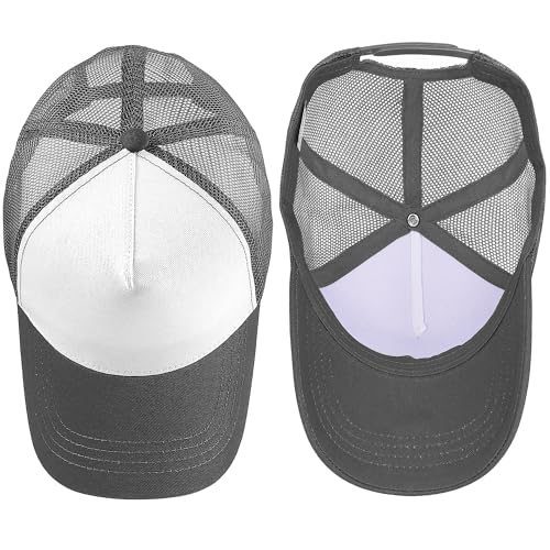 Image of Falari 5-Panel Mesh Baseball Cap, Trucker Hat, Structured Plain Design, Cotton, Adjustable Size