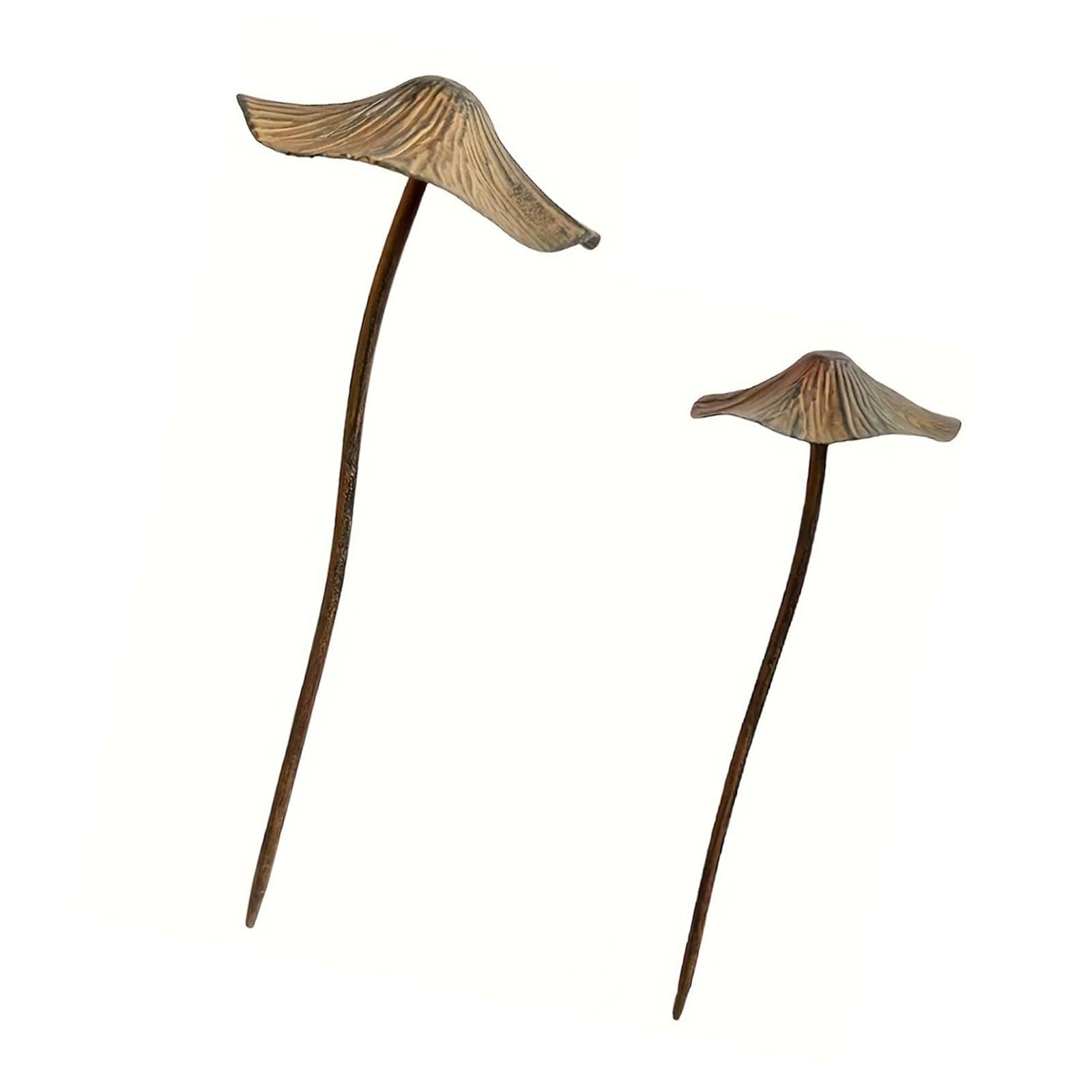2 Pieces Mushroom Garden Statue Stake Metal Ornament for Backyard Lawn Fence-image-49