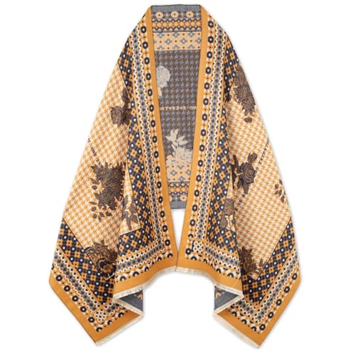 EXTREE Scarfs for Women Pashmina Silky Shawl Wrap for Evening Dressing Blanket Open Front Poncho Cape Aas-orange