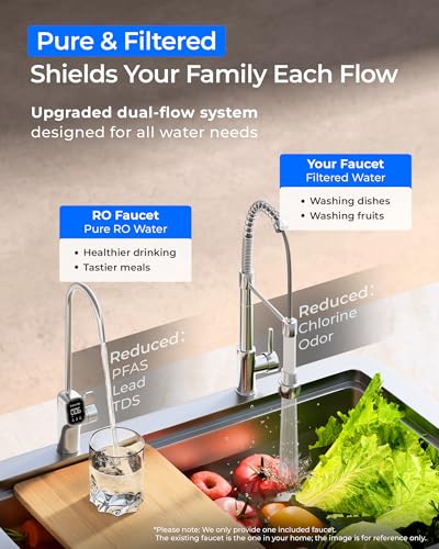Image of Waterdrop X8-PRO Dual Flow Reverse Osmosis Water Filter, 800 GPD Tankless RO System, 9-Stage Filtration, Undersink, LED Faucet, BPA Free, Attaches to Your Existing Kitchen Faucet, NO Minerals Added