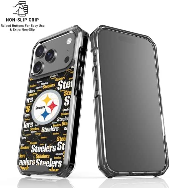 Skinit Clear Phone Case Compatible with iPhone 17 Pro Max - Officially Licensed NFL Pittsburgh Steelers Black Blast Design