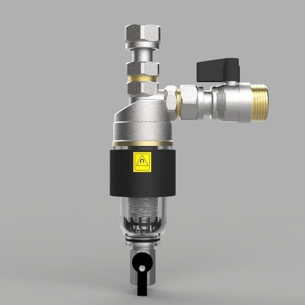 Separador magnético DN20 de 3/4" para caldera de calefacción, filtro de purga con llave de paso (dorado)