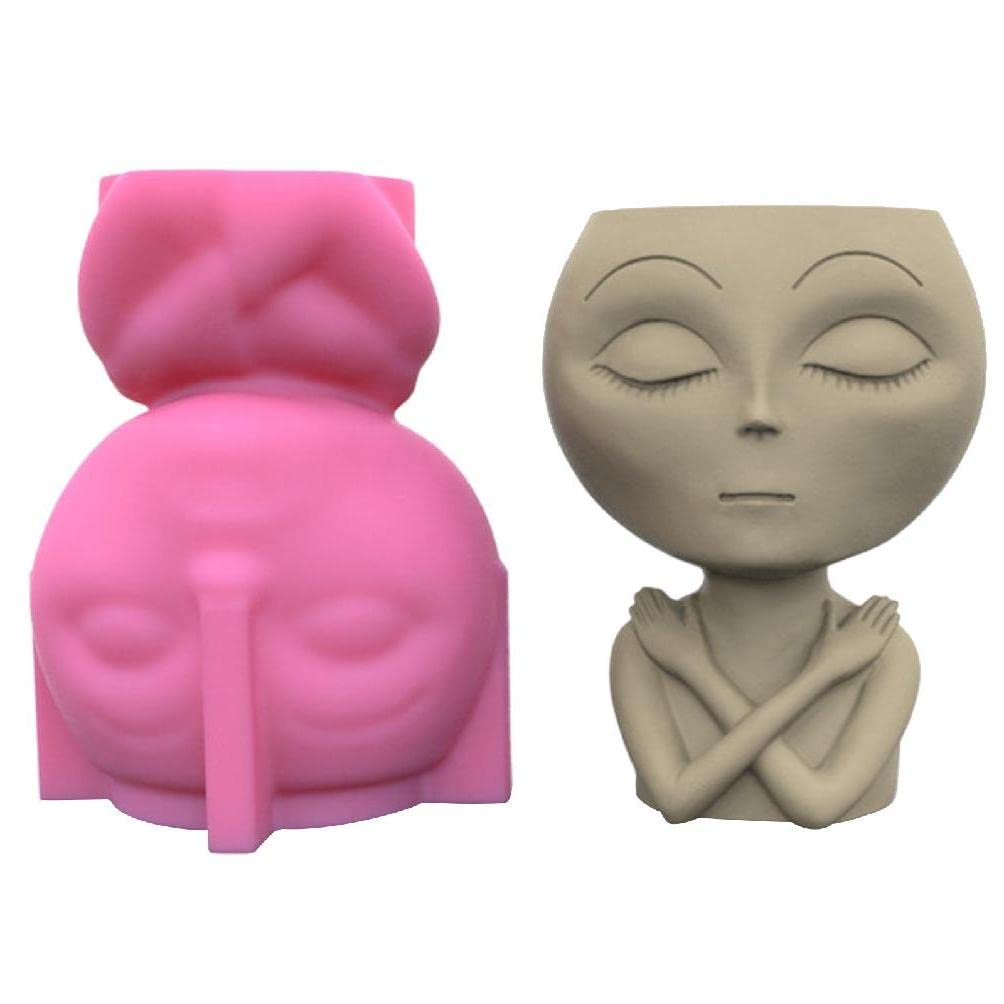 Alien Concrete Silicone Pot Mold Succulent Flowerpot Clay Cement Plaster Molds DIY Home Garden Flower Pots Mould Candle Holder Mould for Concrete Cement Resin Casting