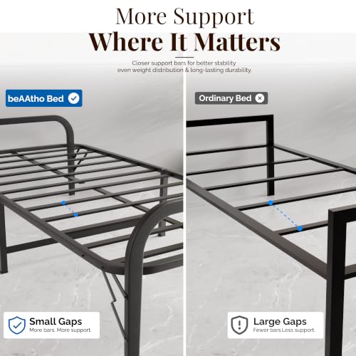 Image of beAAtho Metal Folding Single Bed Without Mattress | Guest Bed | Easily Storable Bed | Space Saving Single Bed | Sturdy Bed Frame (2.5ft x 6ft) (Without Mattress)