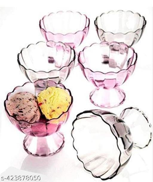 Image of Unbreakable Plastic Ice Cream Cup /Ice Cream Bowl /Desert Bowl /Brownie Bowls /Pudding Cup Bowls (Colour May Vary, Set of 6)|Design - for Home and Kitchen