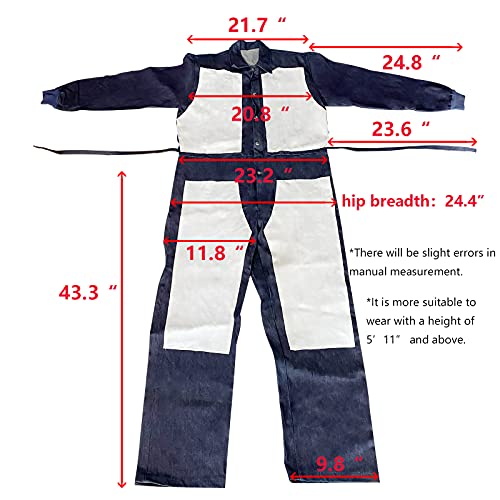 Shunjie Heavy Duty Leather Blast Suit Spray Paint Protective Suit Sandblasting Protective Safety Work Overalls Blue #TOP4