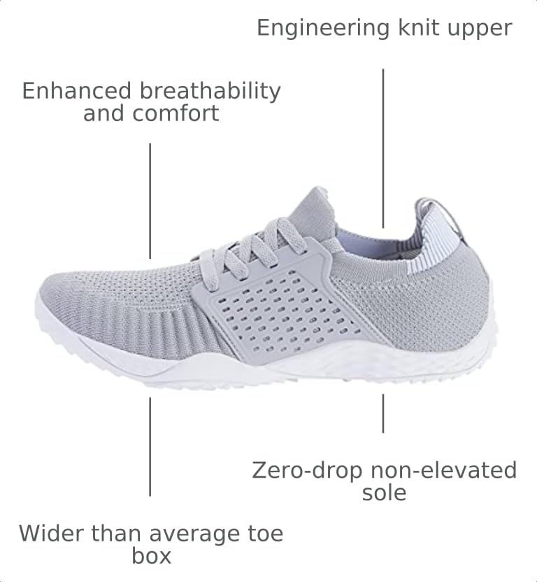 Image of WHITIN Women's Zero Drop Barefoot Trail Runner W63 | Lightweight & Breathable Knit Upper, High-Traction Rubber Outsole, Natural Stride, Versatile for Lifting, Hiking, Camping