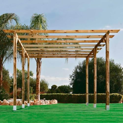Nortene Kit Pérgola De Madera para Jardín | (4x3.6x2.4 M) + Postes (9x9m) | Madera Resistente Tratada En Autoclave 3