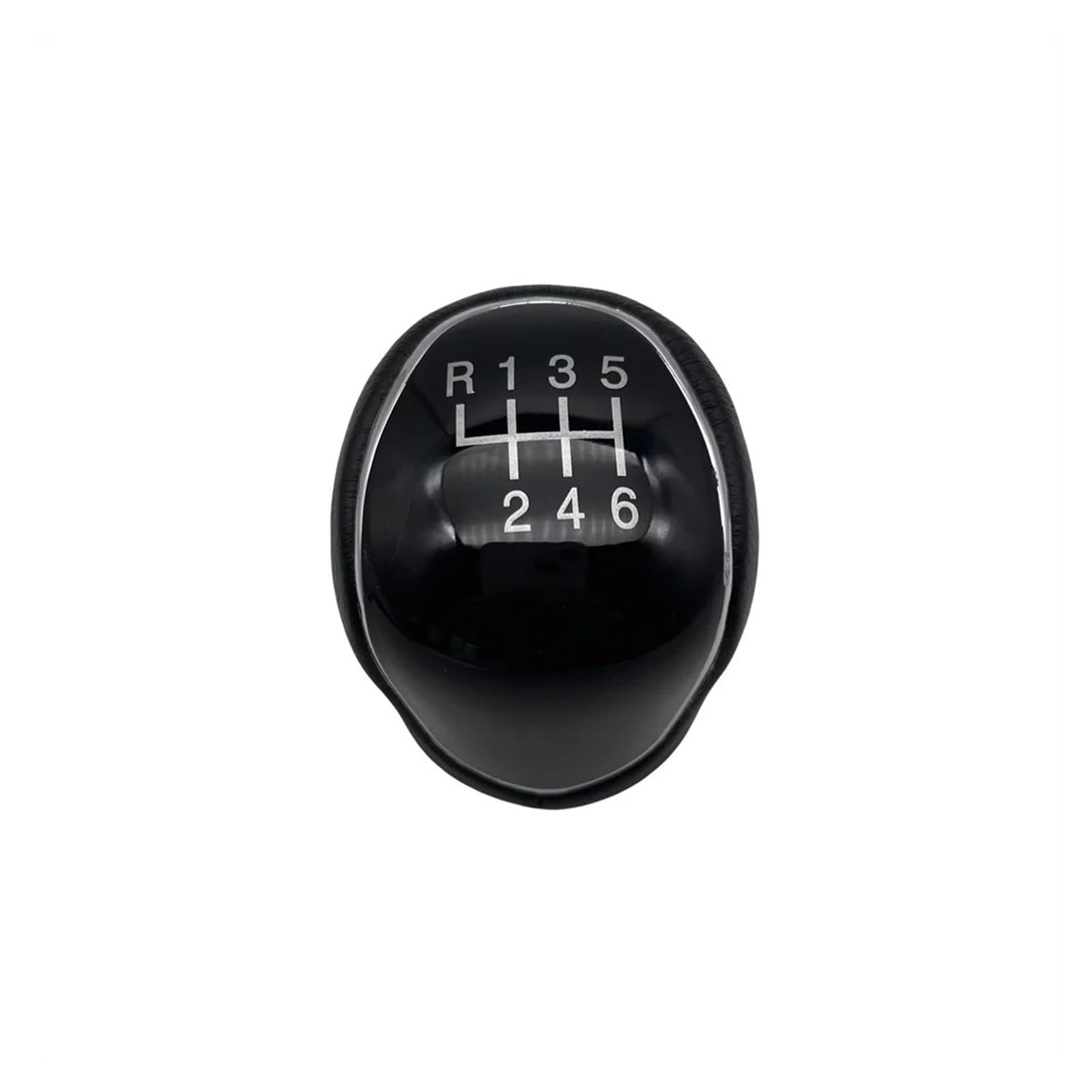 Linqianbhd One Color Gear Lever Shift Knob For C-Max For Focus For Mk2 For Mk3 Car Gear Shift Knob 5/6 Speed Leather Shifter Lever Headball(Black 6 Speed)