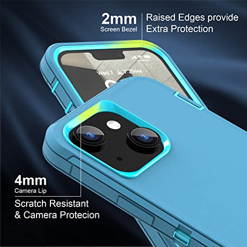 Image of Sansunto Full Body Protection Case for iPhone 13 Phone, Heavy Duty Shockproof Silicone Rubber Cover for Men & Women, Rugged Hybrid Durable Phone Cases for iPhone 13 in 6.1 Inch. (Teal /Turquoise)