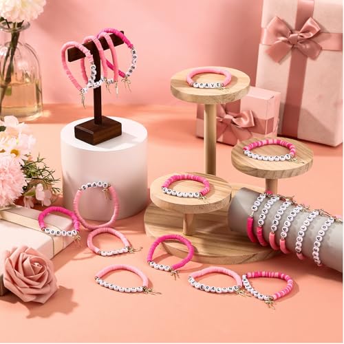20 Pcs Inspirational Bracelets for Women Bulk Pink Preppy Friendship Bracelets Motivational Gifts for Student Friend4
