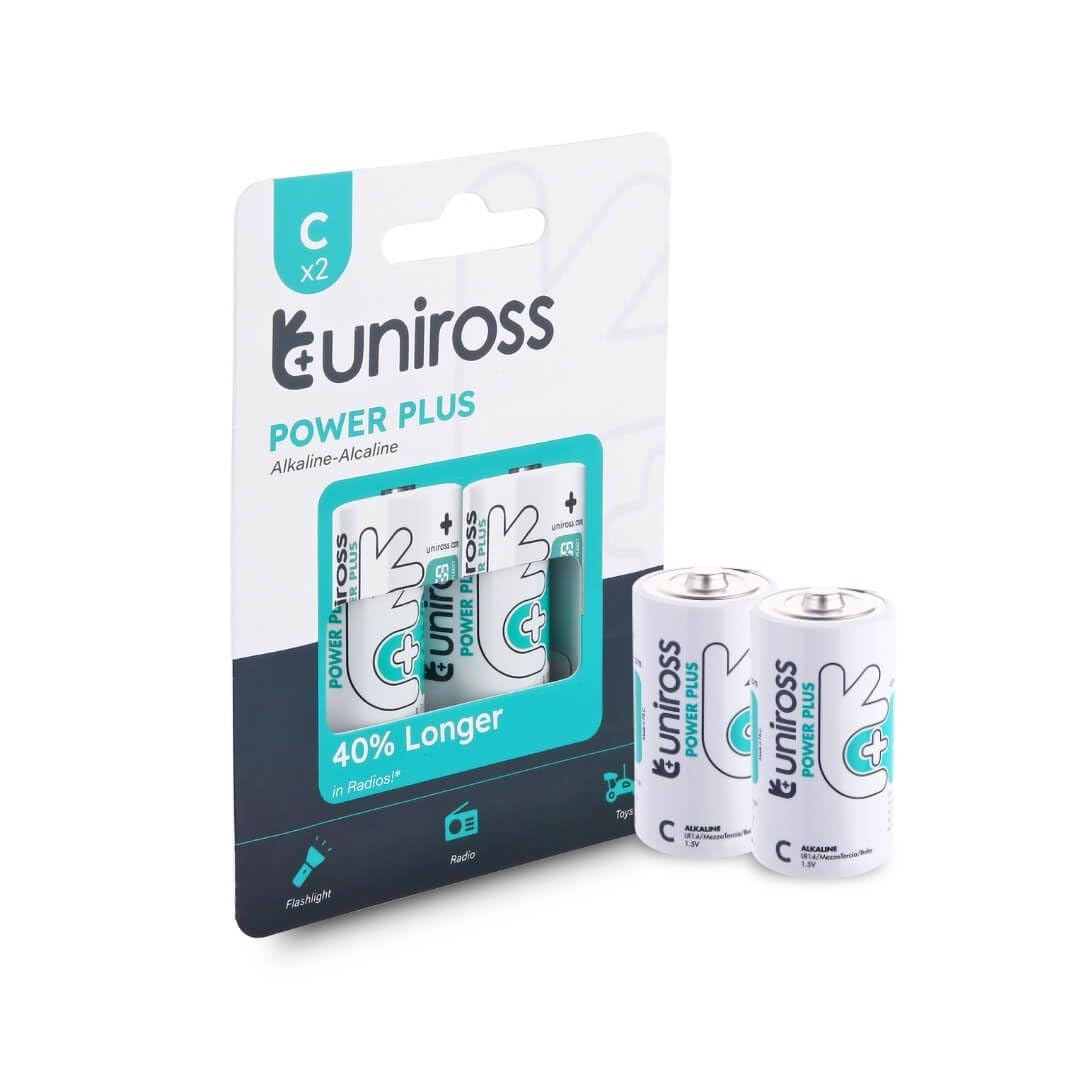 Power Plus Alkaline Battery C/LR14 1.5V Reliable Performance, Long Shelf Life, Rugged, leak-proof Battery Pack of 2