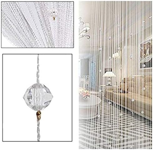 Eve Split Decorative Door String Curtain Beads Wall Panel Fringe Window Divider Blind for Wedding Coffee House Restaurant Parts Crystal Tassel Screen Home Decoration(White)