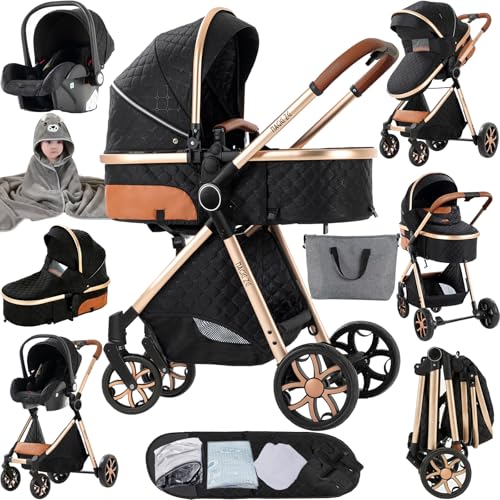 MoLi Kinderwagen 3 in 1, Kinderwagen mit Umkehrbarem Doppelschiebemodus,...