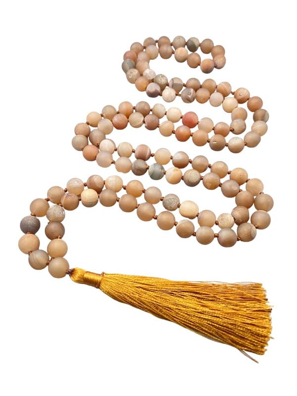 Collier mala agate druzy pêche naturelle, éveillez votre paix intérieure et l'amour de soi