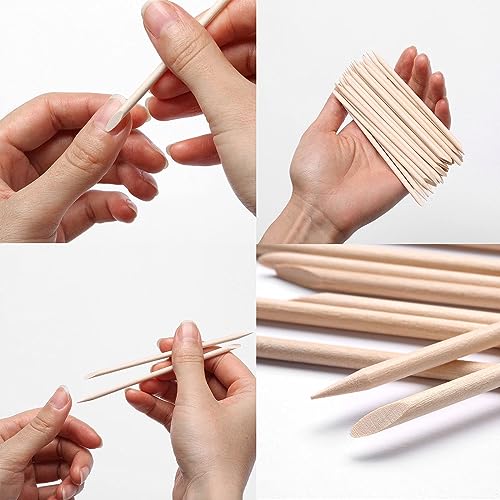 KIRA Wooden Nail Sticks, Multi-Functional Double Heads Cuticle Pusher Wood Sticks Remover Manicure Pedicure Tool For Women (Beige) (Pack Of 24) - Image 2