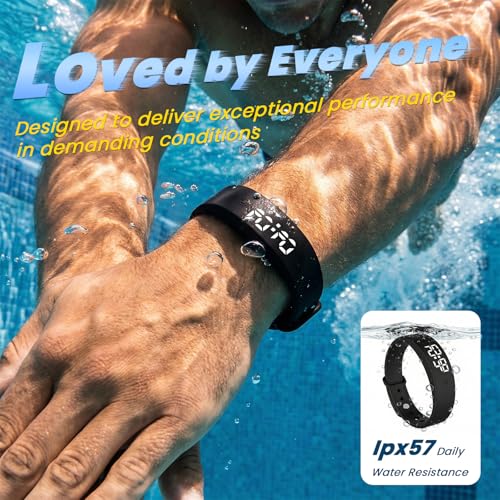 Image of Vibrating Alarm Wristband Silent Wrist Alarm Clock Watch Wind up Bands for Deaf People No Batteries Bracelet for Heavy Sleepers Dawn Wake up Sleeper that Won't Wake Partner (Blue)