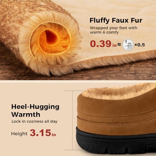 HomeTop Men's Moccasin Slippers Soft Warm Non-slip Memory Foam Indoor House Shoes with Fluffy Lining4