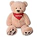Produktbild TE-Trend XXL Riesen Teddy Tatzen Rico beige Kuscheltier Plüsch Bär 135 cm Geschenk mit rotem Tuch I Love You