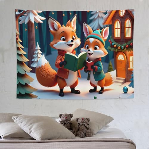 Tenture murale renard pour réchauffer l'ambiance d'un salon moderne