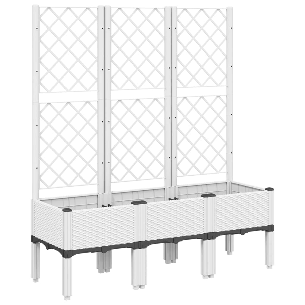 vidaXL Garden Planter with Trellis White 120x40x142 cm PP