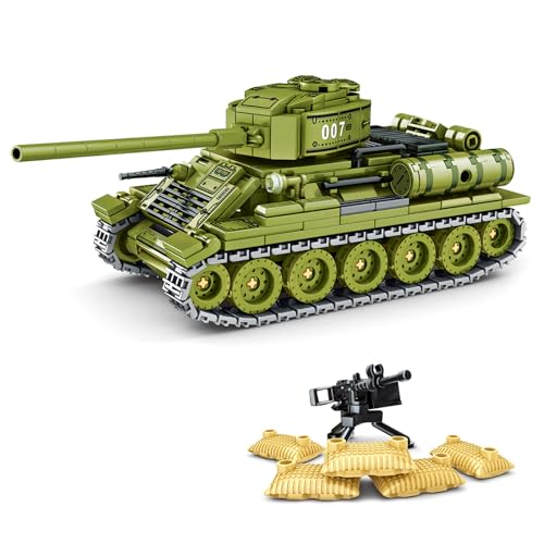Qter Technik Militär Tank Modell, T-34 Panzer Klemmbaustein MOC Bausteine...