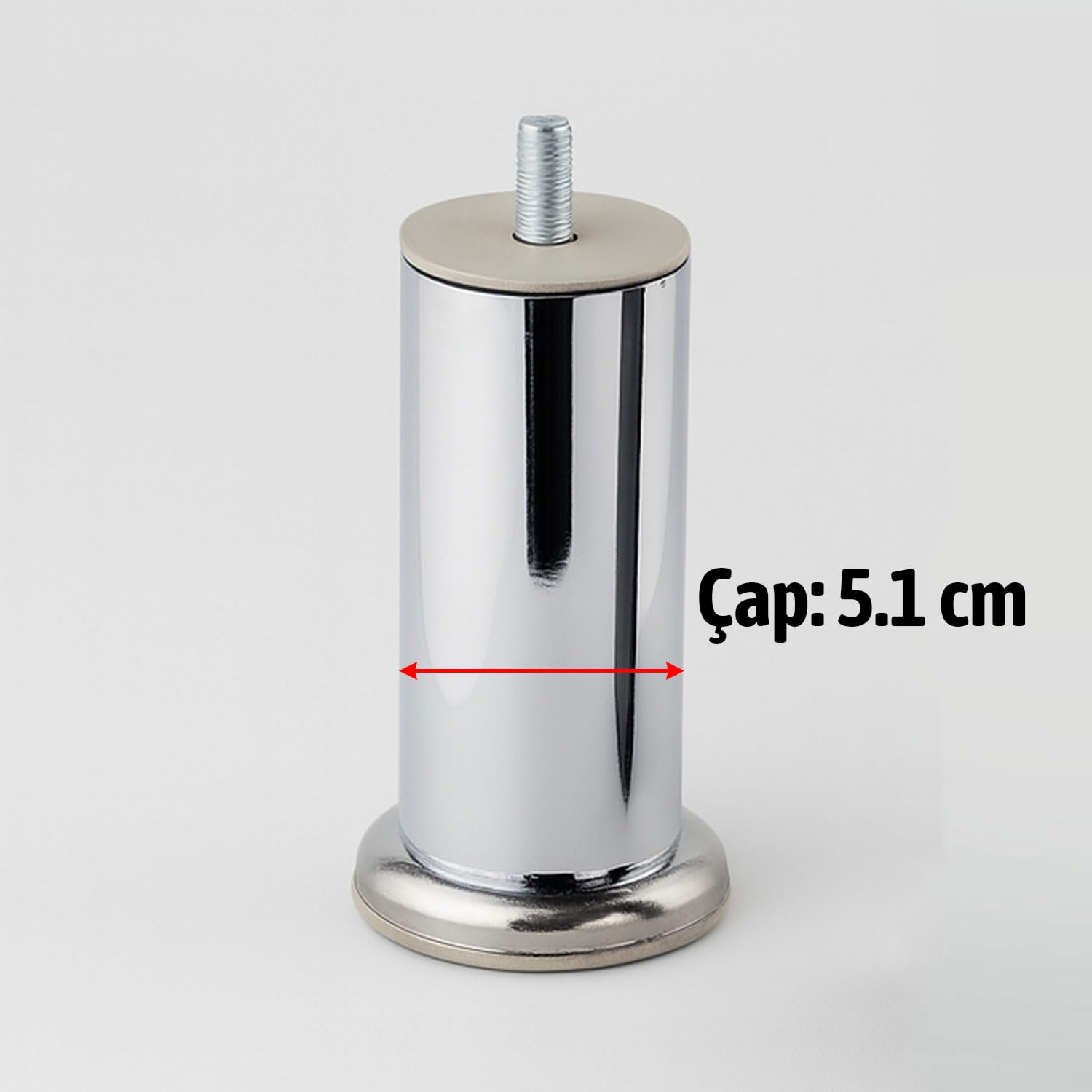 Krom Gümüş 12 cm Kalın 51 mm Metal Mobilya Ayağı Modern Dayanıklı Koltuk Kanepe TV Ünitesi M8 Civata