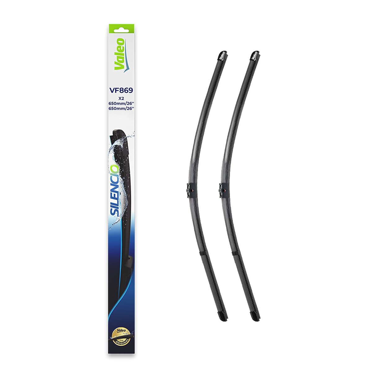 VALEO Silencio Essuie-glace - VF869-1 Paire d'Essuie-glace Plats 650 mm / 650 mm d'Origine de Haute performance, Visibilité Supé