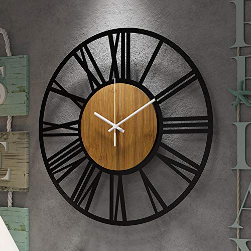 HAITANG Horloge Murale, Noire, rétro, Chiffres Romains, Horloge Murale silencieuse, pour la Maison, Le Jardin, Le Bureau, Le café