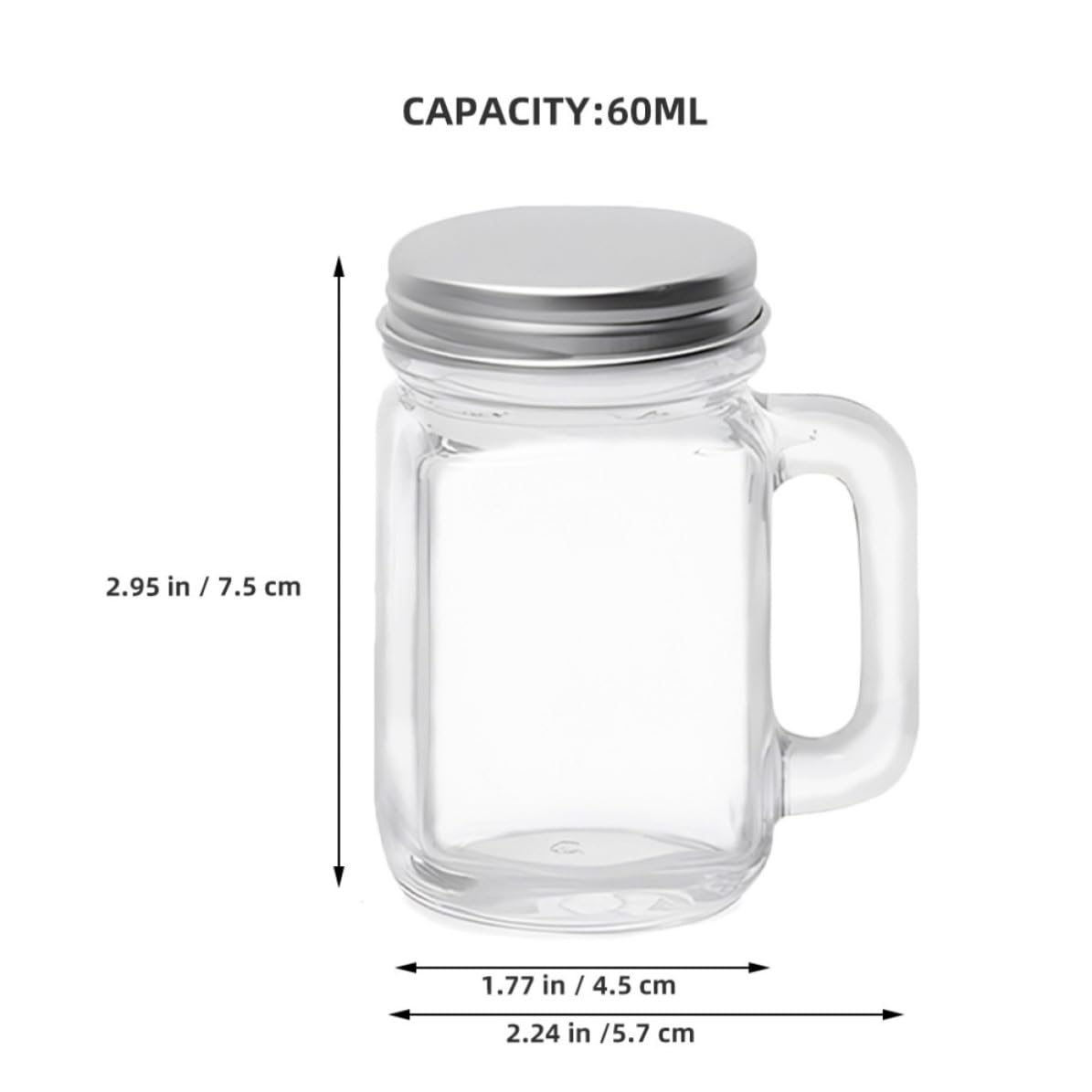 16 Stück Kleine Glasfläschchen 60ml mit Griff, Dicht Verschließbar