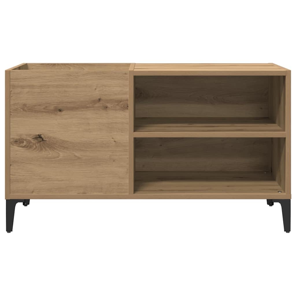 Mangloder Armadio per dischi in rovere Artisan, con gambe in metallo, 84,5 x 38 x 48 cm, per LP, armadietto per vinili, credenza e armadietto alto, per soggiorno e ufficio