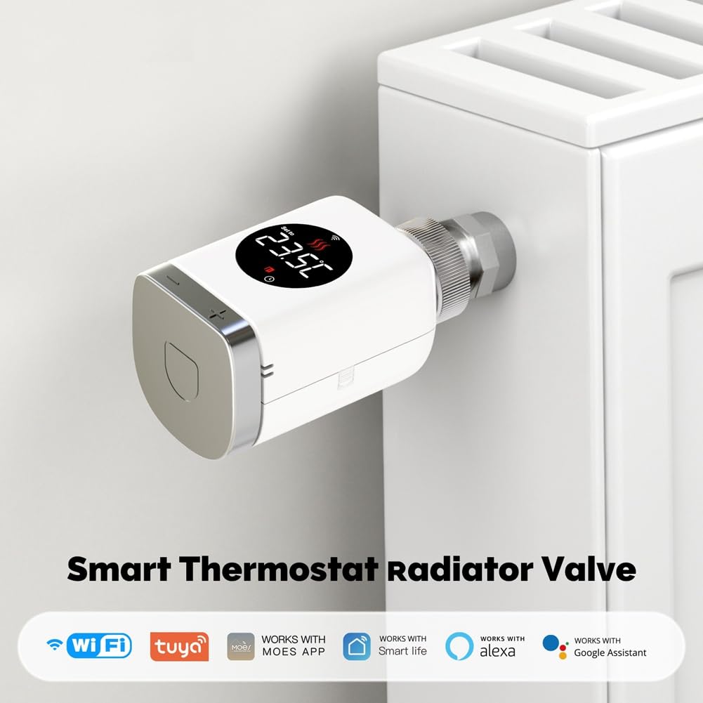Tuya Smart WiFi, cabezal termostático, actuador de válvula de radiador, controlador de temperatura inteligente TRV WiFi, vida inteligente, WiFi, duradero, fácil de usar