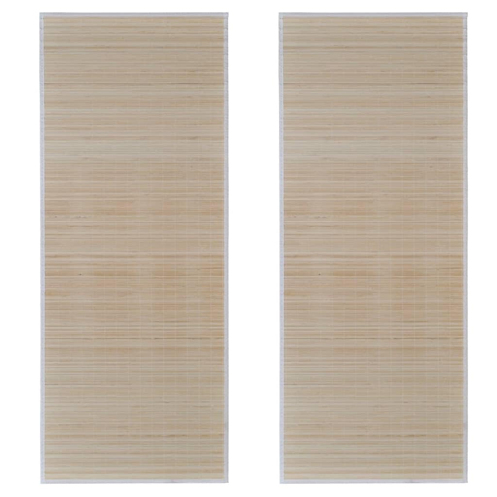 Lot de 2 tapis en bambou naturel, rectangulaires, antidérapants, design moderne, pour salon, chambre à coucher, tapis en bambou robuste avec bordure en polypropylène, facile d'entretien, sol
