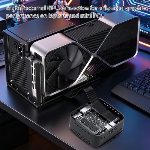 Image of NVME M.2 eGPU PCIe x16 Dock Compatible Extrenal Graphics Cards, PCIe 5.0 x4 | 128Gbps Bandwidth, with M.2 Riser Cable 50cm, External GPU Enclosure for Laptop NUC Mini PC, Support ATX Power Supply