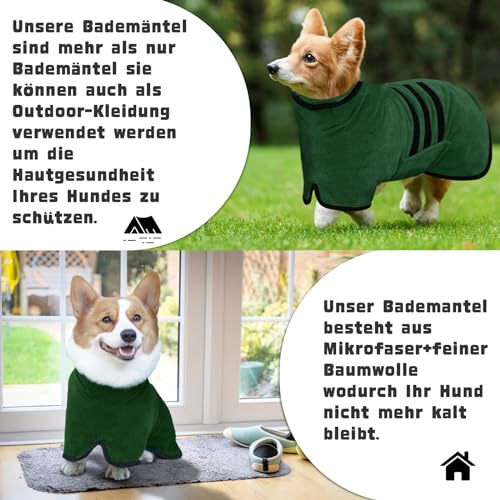 BASVII Hundebademantel aus Mikrofaser, Bademantel Hund Extra SaugfäHig und Schnell Trocknendes mit Klettverschluss und Verstellbarem Schrumpfband, für Große Mittel und Kleine Hunde