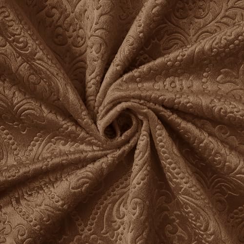 Image of Encasa XO Embossed Velvet Fabric Material by Meter Coffee | Sofa Cloth Material | Unstitched Fabric for Making Cushion Cover, Sofa Cover | 175 GSM | 5 Meters, 500x150 cm