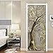 PVC samoprzylepna naklejka na drzwi 3D złote drzewo pary sztuka 3D zdjęcie tapeta mural salon sypialnia drzwi dekoracyjne naklejki winyl naklejka na drzwi 77 x 200 cm